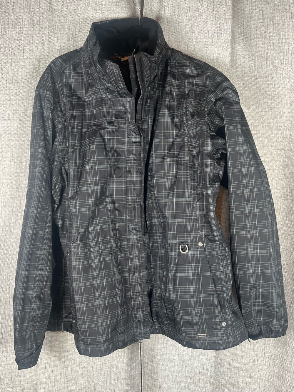 ARIAT Jacket Women's Rain/Water Repellent Full Zip Black Plaid Sz XXL Equestrian